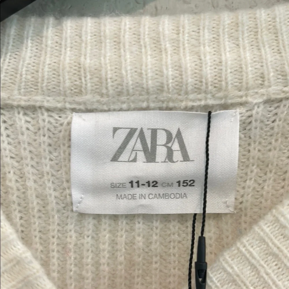 Zara Cream Crew Neck Knit Sweater - Picture 2 of 5